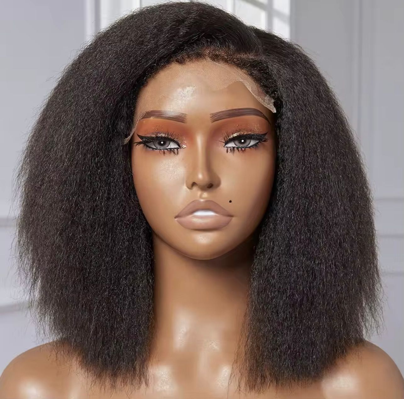 Full Frontal Kinky Straight BOB Wig