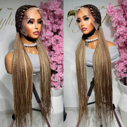 Highlight blonde bone straight braids