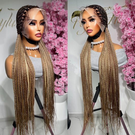 Highlight blonde bone straight braids
