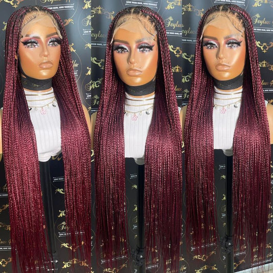 30 inch Burgundy Bone Straight Braids