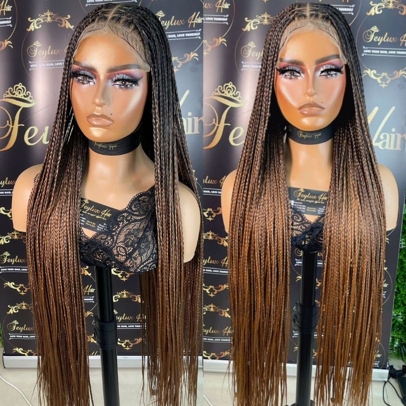 32 inch Ombré Brown Bone Straight Braids