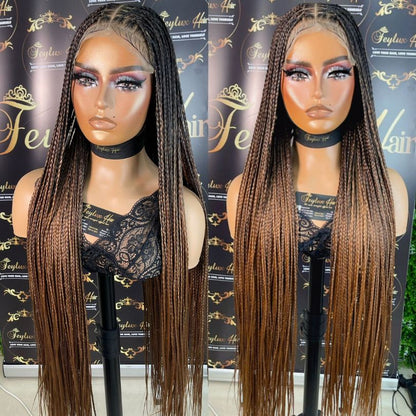 32 inch Ombré Brown Bone Straight Braids