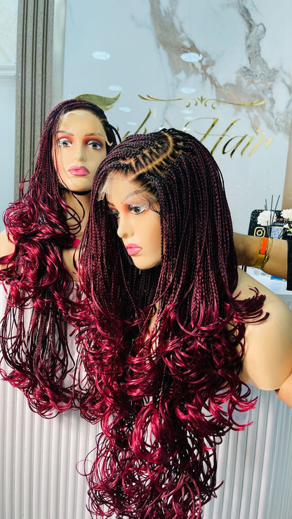 Burgundy Layered Gluless Braids