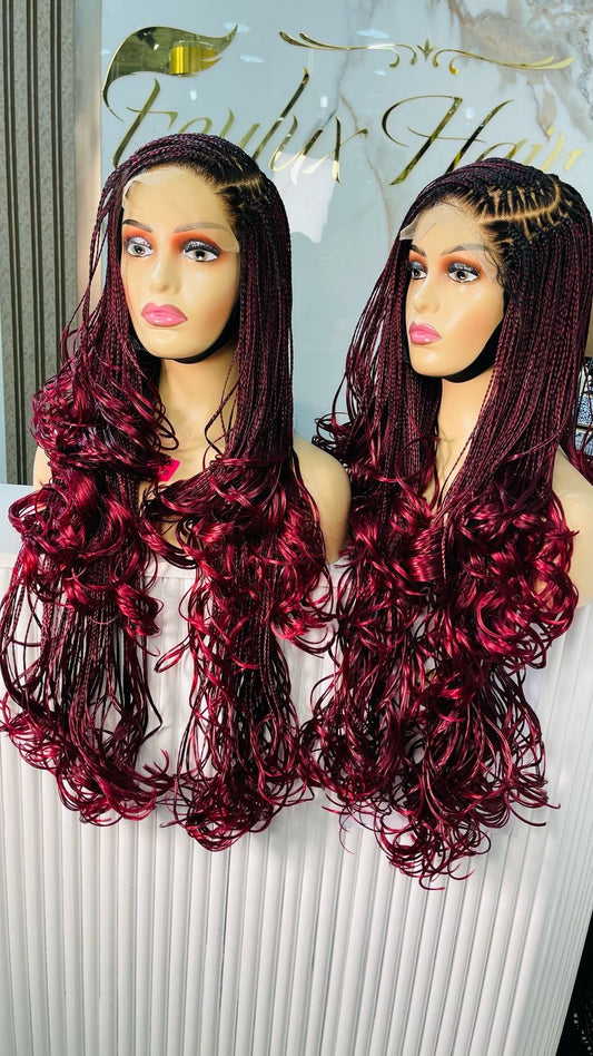 Burgundy Layered Gluless Braids