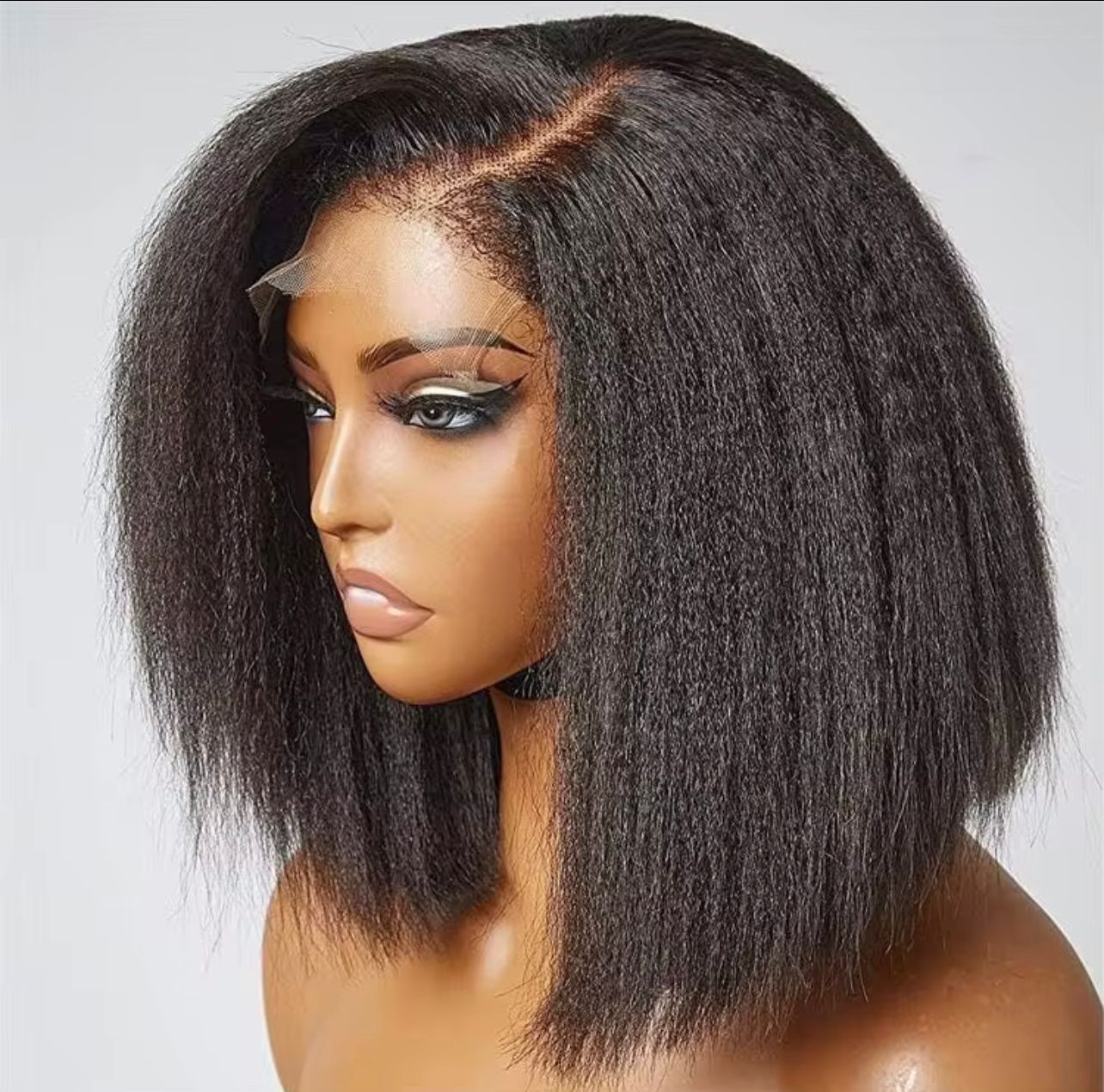 Full Frontal Kinky Straight BOB Wig