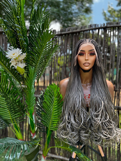 32” Grey French Braids