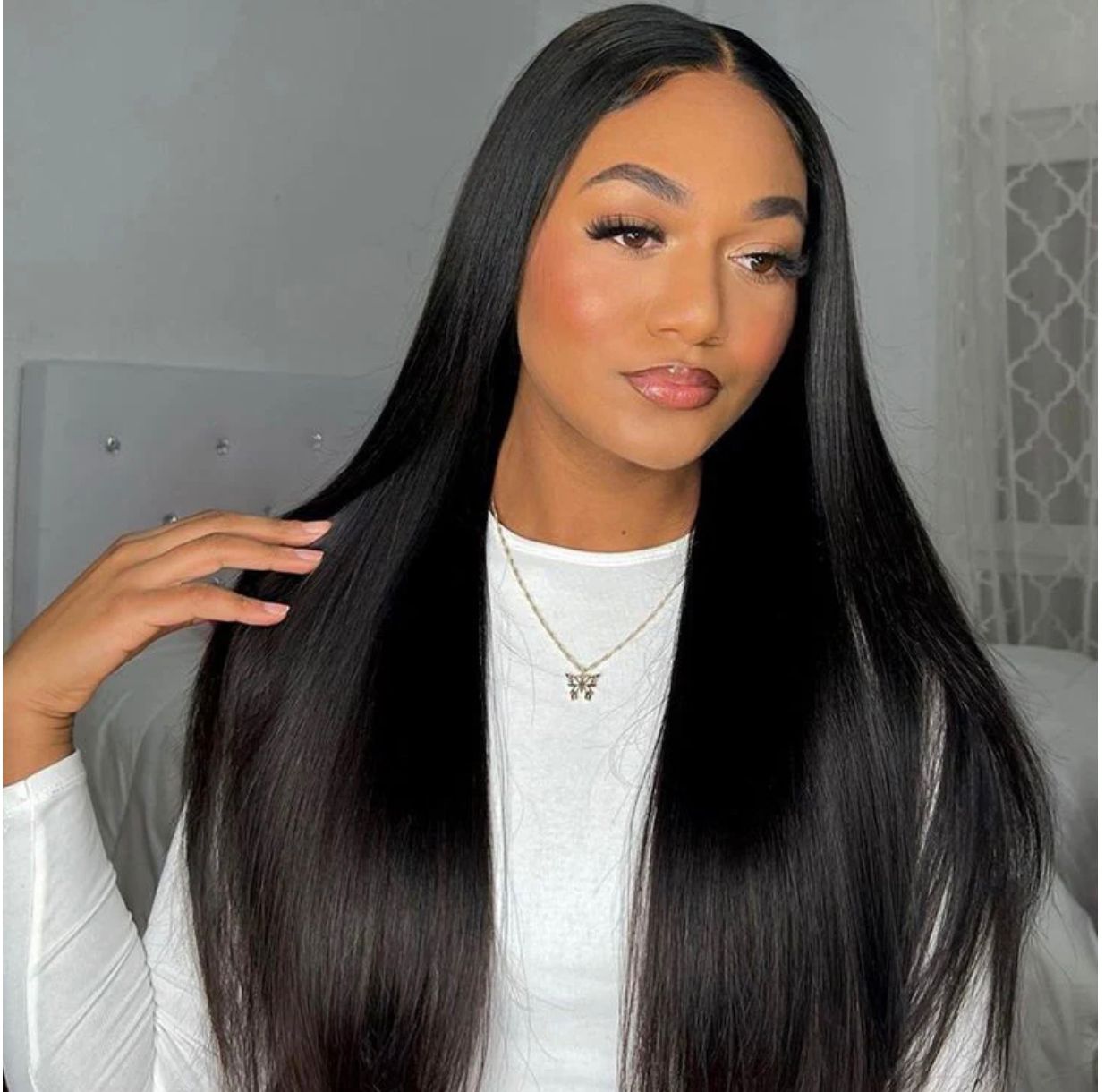HD Lace Super Natural Bone Straight Glueless 13*4 Frontal Lace Wig
