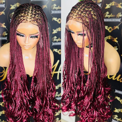 Burgundy Spiral Curl Braids