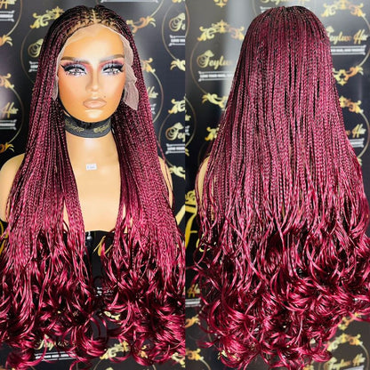 Burgundy Spiral Curl Braids