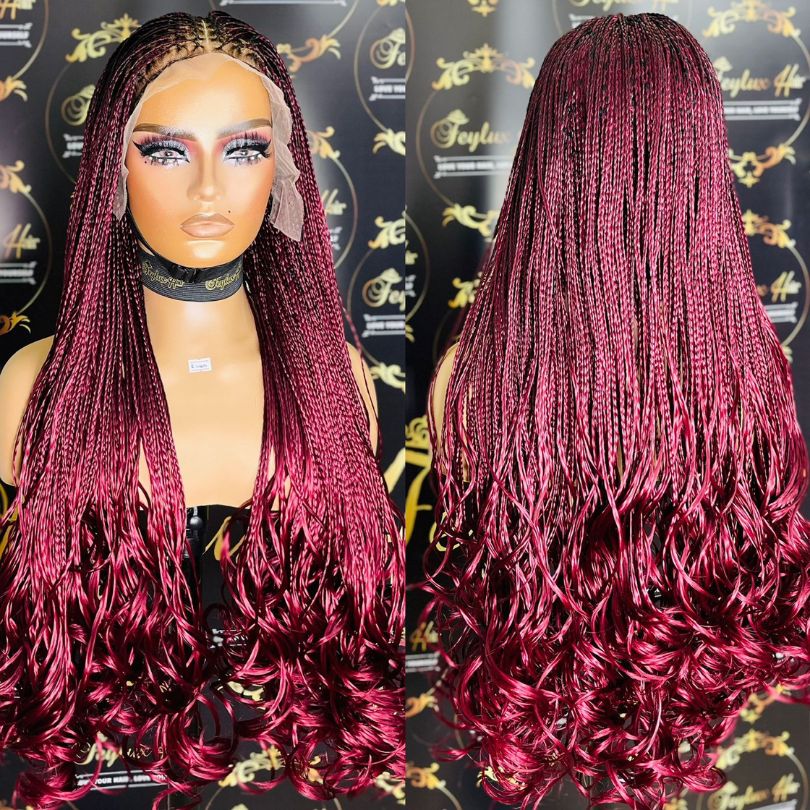 Burgundy Spiral Curl Braids