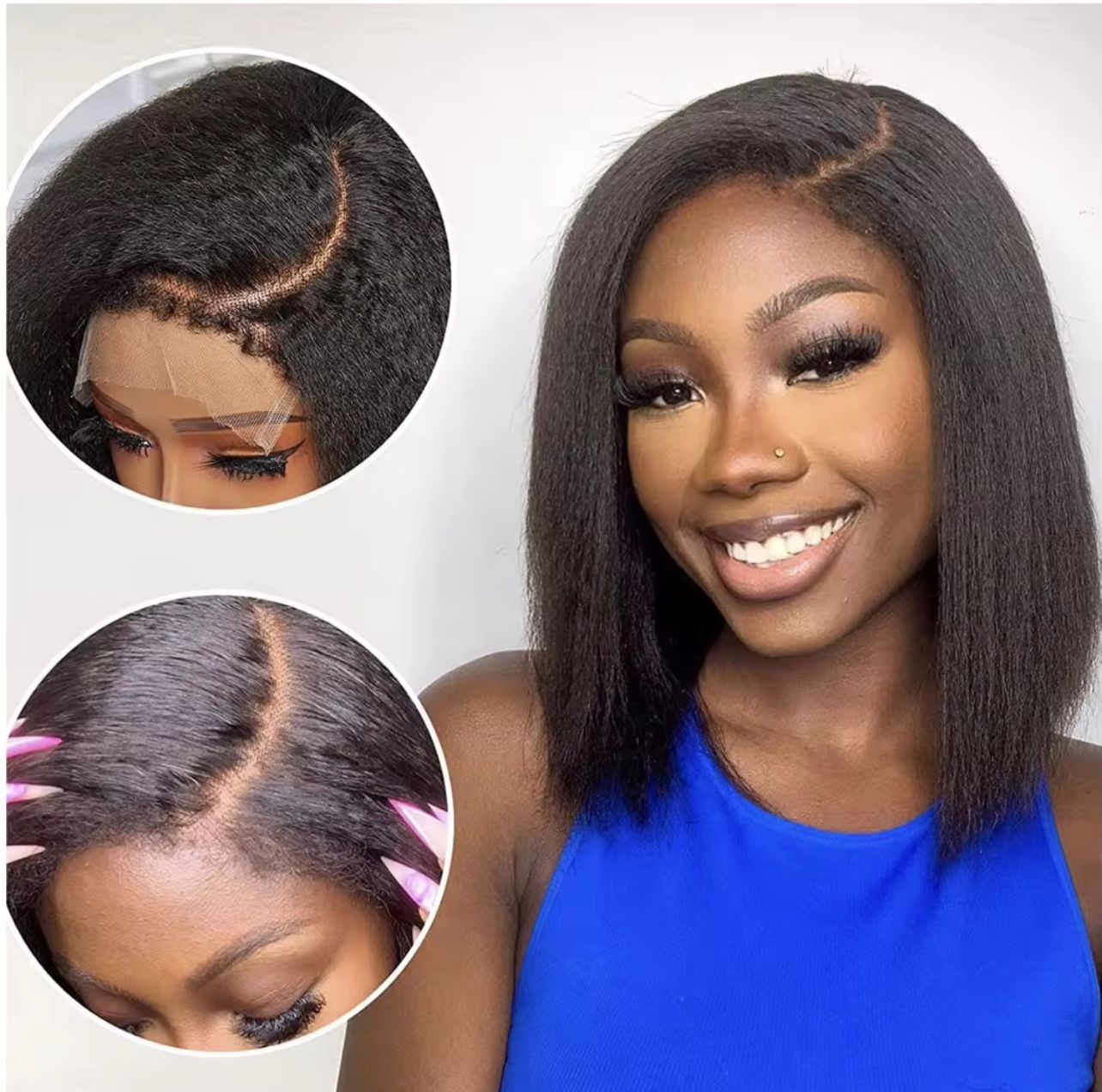Full Frontal Kinky Straight BOB Wig