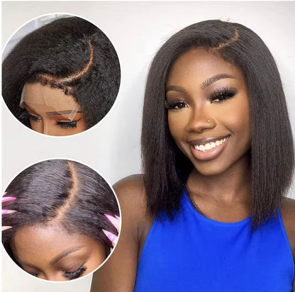 Full Frontal Kinky Straight BOB Wig