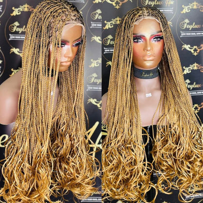 Golden Blonde Spiral Curls Braids